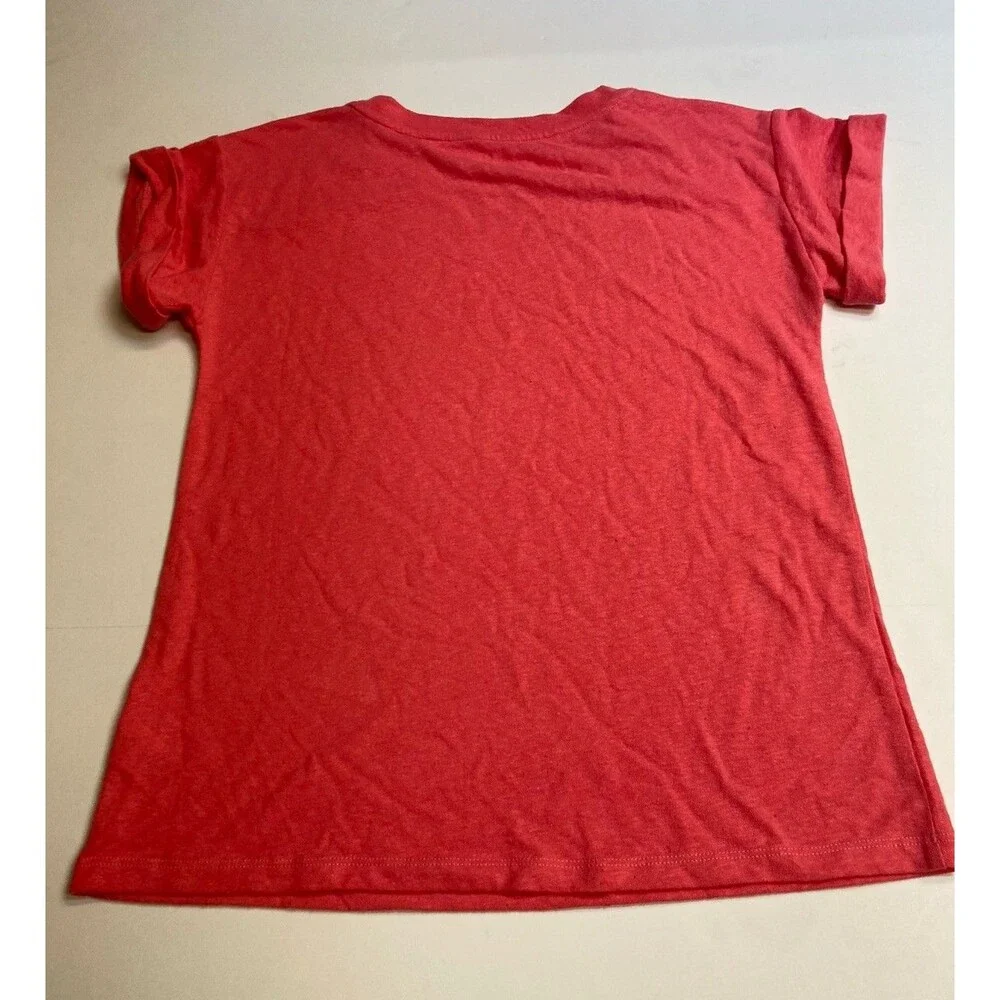 Talbots Women's Red Solid Scoop Neck Smocked Short Sleeve Knit T-Shirt XS